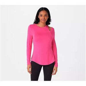 Soulgani Active Heart of It All Shoulder Cutout Top Tulip Pink Small A391881